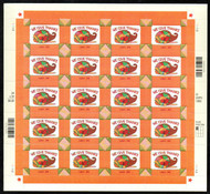 #3546 VF/XF NH, 34c Thanksgiving Sheet, vibrant colors! SELECT!