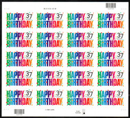 #3695 VF/XF NH, 37c Happy Birthday Sheet, bright color! FRESH!