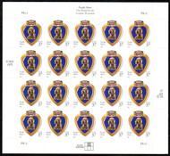 #3784a VF/XF NH, 37c Purple Heart Sheet, robust color! FRESH!