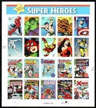 #4159 VF/XF NH, 41c Marvel Comics Super Heroes Sheet, vivid color! SUPER!