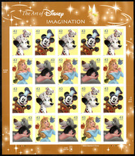 #4342 - 45a VF/XF NH, 42c The Art of Disney: Imagination Sheet, post office fresh! SUPER!