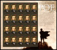 #4377 VF/XF NH, 42c Edgar Allan Poe Sheet, super fresh! SELECT!
