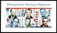 #4076 VF/XF NH, 39c Distinguished American Diplomats Souvenir Sheet, bold color! SELECT!