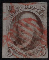 #   1 F/VF, red grid cancels, fresh color, Nice!