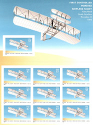 #3783 VF/XF NH, Wright Brothers First Flight Sheet, nice color! STOCK PHOTO