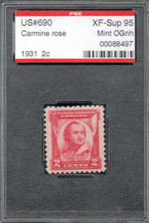 # 690 XF-SUPERB OG NH, w/PSE (ENCAPSULATED 95) CERT, post office fresh, lovely centering! GEM!