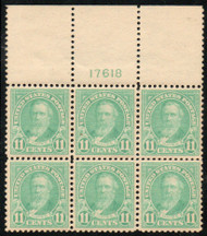 # 563b XF-SUPERB OG NH, plate block of 6, large top, rare booklet paper variety!