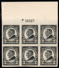 # 611 VF/XF OG NH, plate block of 6, large top, rich color! CHOICE!