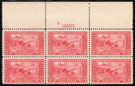 # 618 VF/XF OG NH, plate block of 6, jumbo stamps, large top, super plate! SELECT!