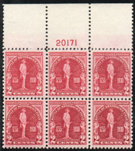 # 688 XF-SUPERB OG NH, plate block of 6, large top, super fresh!