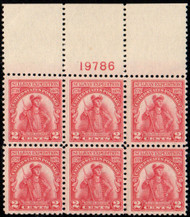 # 657 F-VF OG NH, plate block of 6, large top, great!
