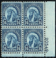 # 695 F-VF OG NH, plate block of 4, beautiful color!