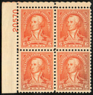 # 711 F-VF OG NH, plate block of 4, bright color!