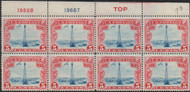 #C 11 F/VF OG NH, plate block of 8, top, vibrant color!