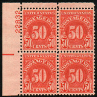 #J 86a SUPERB OG NH, plate block of 4, vivid color! CHOICE!