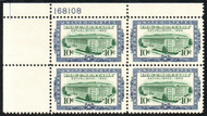 #R733 VF OG NH, plate block of 4, pretty colors!
