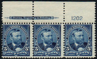 # 281 Fine+ OG 2 NH, 1 LH, Plate Strip of 3, top, Great!