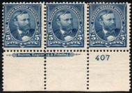 # 281 F-VF OG LH, Plate Strip of 3, Awesome color!