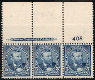 # 281 F-VF+ OG LH, Plate Strip of 3, extra large top, Rich!