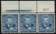 # 281 VF OG 2 NH, 1 LH, Plate Strip of 3, top, Awesome!