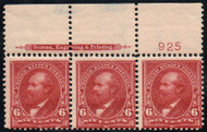 # 282 Fine+ OG H, Plate Strip of 3, top, Beautiful color!