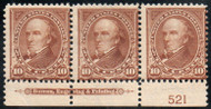 # 282c Fine+ OG 2 LH, 1 Hr, Plate Strip of 3, Great!