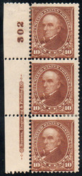 # 282c Fine+ OG H, Plate Strip of 3, Deep Dark Color!