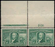 # 323 F-VF+ OG VLH, looks NH, Plate Pair, super large top, Amazing!