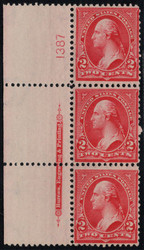 # 279B F-VF OG NH, Plate Strip of 3, Bold color!