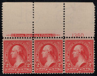 # 279B F-VF OG NH, Plate Strip of 3, large top, Awesome!