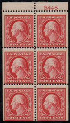 # 375a F/VF OG NH, Booklet Pane of 6 w/ plate number, awesome!