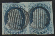 #   9 VF, Pair, w/ PF (09/21) CERT, grid cancel, small fault on right stamp, nice color!