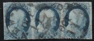 #   9 VF, Strip of 3, town cancels, vivid color!