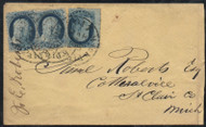 #  20 F-VF on cover, w/PF (09/21) CERT, two 20's, one 24, town cancels, some perf faults, bold color!