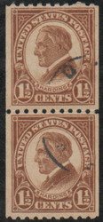 # 605 XF-SUPERB, Pair, town cancel, very rare this nice, rich color!