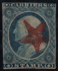 #LO1 VF, w/CROWE (06/23) CERT, a very nice stamp with Philadelphia, Pa red star cancel, some flaws that plague this issue, SUPER NICE!