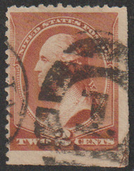 # 210 F-VF, fancy "1" cancel, missing perfs at bottom and right, great!