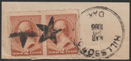 # 210 VF, Pair on piece, fancy star cancels, neat!