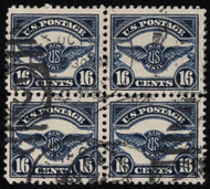 #C 5 VF, Block of 4, supplementary and town cancels, fresh color!