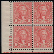 # 590 F/VF OG NH, Plate Block of 4, pretty color!