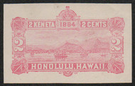 Hawaii #U 2c SUPERB, cut square, pretty color! SELECT!