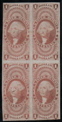 #R 66a F-VF, Block of 4, nice light cancel, top stamps faint crease, nice!