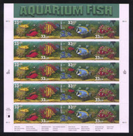 #3317 - 3320c Aquarium Fish,  TAGGED SHEET, VF OG NH, the rare tagged sheet, Super Fresh, CHOICE!