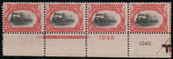 # 295 F/VF OG H (3 NH), Plate Strip of 4, fast train, well centered, Choice!
