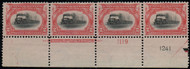 # 295 SUPERB OG H (3 NH), Plate Strip of 4, well centered thoughout, Choice Gem!