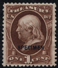 #O 72s VF mint, SPECIMEN overprint, no gum as issued, nicely centered, Fresh Stamp!