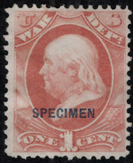 #O 83s F/VF mint NH, SPECIMEN overprint, no gum as issued, great color, Select!