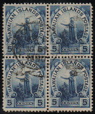 Hawaii #82 F-VF, Block of 4, town cancels, vivid color!