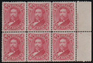 Hawaii #38 F-VF OG 3 NH, 1 LH, 2 Hr, Block of 6 w/imprint, vibrant color!