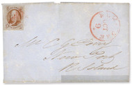 #   1 VF/XF, on cover, full four margins, lovely red New York cancel, tape repair at the bottom of the cover, Super Nice!